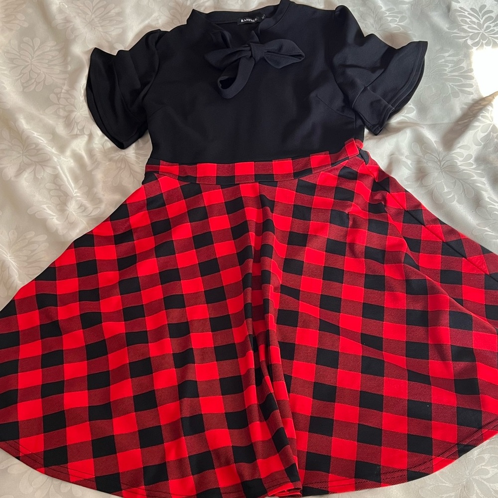 XL-Red and Black Dress